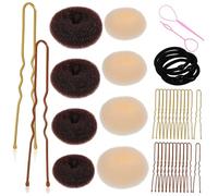 BELLIFFY Hair Bun Maker Donuts U Pins Hair Ties Pink Bun Making Kit for Women Hairstyle Tools for Messy Creations