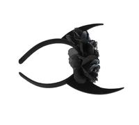 BELLIFFY Halloween Devil Skull Horn Headband Lightweight Skull Hair Decor for Cosplay Party and Halloween Parade and Comfortable with Realistic Black-grey Devil Horns