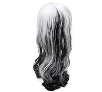 BELLIFFY Halloween Women Curly Wig Black and White Half Long Hairpiece Reusable High Temperature Silk Cosplay Party Wig for Costume and Halloween Events Random Color