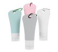 BELLIFFY Liquid Bottles for Travel Silicone 90ml Leakproof 4 Sets Shower Gel Dispensers with Hanging Hooks Suitable for Shampoo Lotion