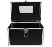 BELLIFFY Makeup Organizer Travel Case Large Metal Storage Box with Secure Buckle, Hard Cosmetic Display Case for Bathroom Counter and Makeup Tools, Suitable for Travel and Home Use