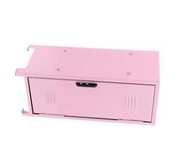 BELLIFFY Mini Metal Desktop Cosmetic Holder with Lock and Keys Secure Makeup Organizer Box for Multi-compartment Storage Cabinet for Skincare Jewelry and Small Items Pink Dressing Table