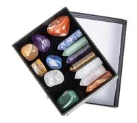 BELLIFFY Natural Amethyst Crystal Pillars 14pcs Set Multi-Function Chakra Stones for Meditation and Balance Portable Box
