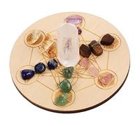 BELLIFFY Natural Crystal Stones Divination Board with Wooden Plate Chakra Healing Stones Kit for Home Office Decoration and Mystical Party Prop Compact