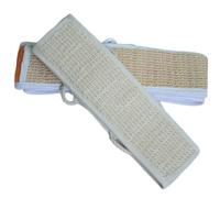 BELLIFFY Natural Loofah Long Bathing Towel with Back Rub Strips for Deep Body Exfoliating Beige Cotton-Linen Strap Easy Callus Removal Bath Kit for Men and Women