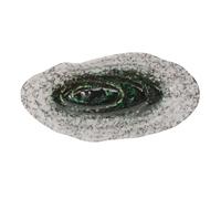 BELLIFFY Outdoor Ceramic Bird Feeder Tray with Butterfly Puddler and Bee Water Dish Natural Material Garden Feeding Station Large Blue Eye Design for Birds and Butterflies