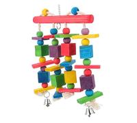 BELLIFFY Parrot Wooden Chew Toy for Birds Hanging Bite Toy for Bird Cage Safe Natural Wood Plaything for Parrots Budgies Cockatiels Essential Activity Perch for