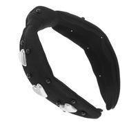 BELLIFFY Pearl Heart Beaded Knotted Headband for Women Bridal Headpiece Fashion Headband Non-slip Soft Hairband