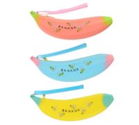 BELLIFFY Pen Cases with Large Capacity 3pcs Creative Silicone Banana-Shaped Pencil Bags Adorable for Pen Storage, Cute Novelty Bags for Students Suitable for School and Work