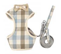 BELLIFFY Pet Vest Leash for Dogs and Cats Adorable Costume for Walking and Outdoor Activities for Daily Use Holidays and Birthday Parties and Checkered
