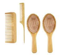 BELLIFFY Portable Bamboo Hair Combs Practical and Creative Design 4pcs with Scalp Massage Function Wide Tooth Comb Set for Daily Hair Care and Travel