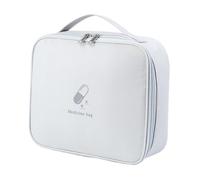 BELLIFFY Portable Oxford Cloth Emergency Medicine Organizer Bag with Zipper Closure and Multiple Compartments for Travel Family Office School White Pouch for Neat Storage