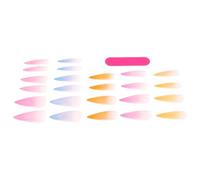 BELLIFFY Press on False Nails Shiny Abs Material 24pcs Super Long Rainbow Gradient Chip-resistant with Eye-catching Embellishment for Women for Daily Life and Salon Display