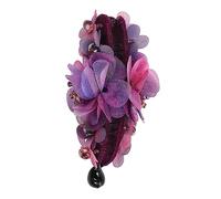 BELLIFFY Purple Fabric Flower Beads Banana Hair Clip Durable Ponytail Holder for Women and Girls Unique Floral Design for Everyday and Special Occasions