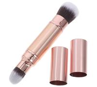 BELLIFFY Retractable Dual-end Makeup Brush, 2-in-1 Loose Powder Concealer Applicator Portable Face Brush for Blending Blush and Foundation Rose Gold