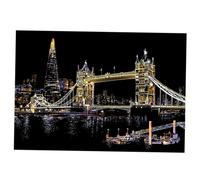 BELLIFFY Scratch Painting Kit for DIY London Tower Bridge Night Scene Scratch Drawing Papers with Tools Scratch Pen Gold-tip Stylus Black Brush Arts and Crafts Creative Activity