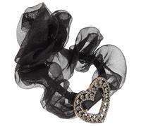 BELLIFFY Shiny Rhinestone Heart Butterfly Bow Hair Scrunchie Black Elastic Ponytail Holder Hair Tie Accessories for Daily Use