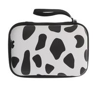 BELLIFFY Shockproof EVA Earphone Data Cable Storage Bag Portable Carrying Pouch Organizer with Logical Compartments for Earbuds Power Cords Travel and Daily Use Cow Print Large