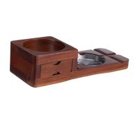 BELLIFFY Spacious Wooden Cigar Ashtray with Whiskey Glass Tray and Carved Stand Holder Tabletop Cigar Accessories Box with Drawer for Indoor Outdoor Use Easy to Clean Rustic Craftsmanship