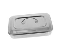 BELLIFFY Stainless Steel Tray Practical Sterilising Box with Lid, Silver Sterilization Tray Anti-rust, Wear-resistant for Nail Tools for Salon and Manicure Use