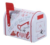 BELLIFFY Tinplate Mailbox Cookie Tin with Lid, White Biscuit Box for Holiday Candy Storage, Sweet Container Box for Valentine’S Day and Seasonal Treats