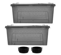 BELLIFFY Transparent Reptile Feeding Box with Built Water Basin and Vent Large Spacious Spider Terrarium and Arachnid Habitat Enclosure for Snakes, Frogs, and Lizards Portable Plastic Pet