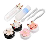 BELLIFFY Travel Contact-Lens Case Set with Mirror and Contact Removal Tool, Cute Fox Design Portable Lens Storage Box for Women, Small Leak-Resistant Contact-Lens Holder for Daily Use and Travel