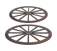 BELLIFFY Vintage Decor 2pcs Wall Hanging Wooden Wagon Wheel Rustic Brown