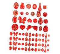 BELLIFFY Vintage-Inspired Assorted Transparent Red Beads with Floral Design Leaf Butterfly Teardrop Shapes for DIY Jewelry Making Bohemia Style Beads for Bracelets Necklaces Earrings Craft
