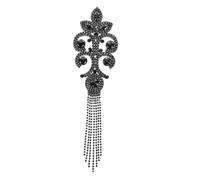 BELLIFFY Vintage Tassel Epaulettes with Dazzling Rhinestones Handcrafted Shoulder Badge for Uniforms and Stage Performance Elegant Black Tassel Design Enhances Classic Opulence and Costume