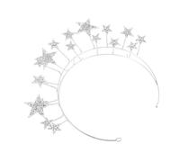 BELLIFFY Wedding Bride Headband Silver Star Headdress Decorative Bridal Hair Accessory for Wedding Ceremony and Reception