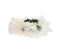 BELLIFFY Wedding Flower Garland Headband with Veil Handmade Floral Hair Accessory for Brides and Flower Girls for Ceremonies and Beach Photoshoots