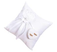 BELLIFFY Wedding Ring Pillow 20x20cm Polyester Square Cushion with Floral Design for Wedding Party, Reusable and Easy to Carry