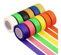 Belligern 12 Rolls Coloured Masking Tape,Coloured Tape for Kids Rainbow Masking Tape Coloured Teacher Tapes Masking Tapes Vibrant Colors,for Home Office and Crafts