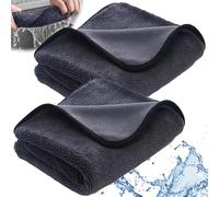 Belligern 2Pcs Modern Black Microfibre Bathroom Drying Cloth, 30x40cm, Super Absorbent, Streak-Free, Durable, Versatile, Eco-Friendly