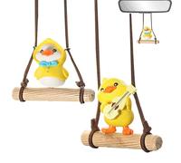 Belligern 2PCS Swinging Duck Car Hanging Ornament,Cute Duck Car Accessories Funny Playing Guitar Duck Pendant for Rearview Mirror Suitable for Car and Home Decoration Gifts Suitable for Men and Women