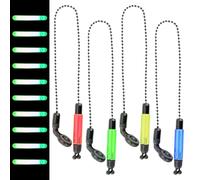Belligern 4PCS Bobbins Carp Fishing Fishing Bobbins Chain Bite Indicators Portable Bobbins Hangers Night Fishing Swingers Bobbers for Carp Fishing Accessories Outdoor with 10Pcs Fishing Glow Sticks