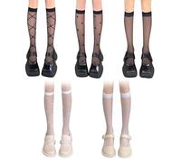 Belligern 5 Pairs Pop Socks Women Knee High, Knee Length Socks for Women Breathable Girls Knee High Socks Fashionable Knee High Sock Suitable for Women and Girls