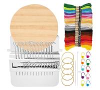 Belligern Darning Loom Small Darning Loom Weaving Loom Darning Loom Weaving Loom Kit and Embroidery Thread in 24 Colors and 10 Knitting Marker Buttons for DIY Knitting Art, Mending Clothes