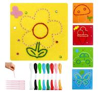 Belligern Kids' First Sewing Kit with Material Card - Cross Stitch Set with Colored Threads, Needles and Embroidery Stringing Material