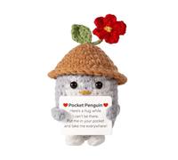 Belligern Positive Penguin Emotional Support Plush Mini Funny Crochet Doll Pocket Hug for Birthday Christmas Decoration - Good Luck Gift