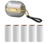 Belligern Reusable Lint Roller, Double Sided, Small Travel Size, 5 Replacement Heads, Gray