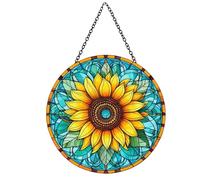 Belligern Sun Catchers for Windows,Sunflower Stained Glass Suncatcher,Bright Sunflowers Sun Catchers,Suitable for Garden Living Room Christmas Tree Decoration Mother's Day Thanksgiving Gift