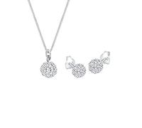 Elli Jewelry Set Ladies Ball Pendant Set Stud Earrings with Crystals in 925 Sterling Silver