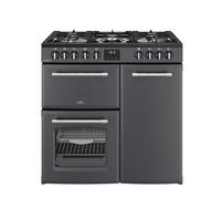 Belling Farmhouse 90DF 90cm Dual Fuel Range Cooker with Gas Hob - Anthracite - A/A Rated, Grey