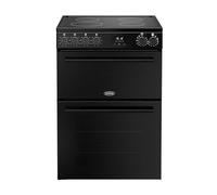 Belling 60cm wide Double Oven BEL FSA VISION 60E Electric Cooker with Ceramic Hob - Black - A Rated