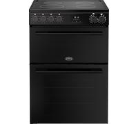 Belling 60cm wide Double Oven BEL FSA VISION 60E Electric Cooker with Ceramic Hob - Black - A Rated, Black
