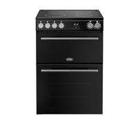 Belling 60cm wide Double Oven BEL FSA VISION 60E Electric Cooker with Ceramic Hob - Black/Silver Steel - A Rated