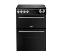 Belling 60cm wide Double Oven BEL FSA VISION 60Ei Electric Cooker with Induction Hob - Black/Silver Steel - A Rated