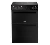 Belling 60cm wide Double Oven BEL FSA VISION 60E Electric Cooker with Ceramic Hob - Black - A Rated